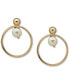 Gold-Tone Imitation Pearl & Hoop Clip-On Drop Earrings