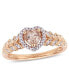 Morganite (1/2 ct. t.w.) and Diamond (1/20 ct. t.w.) Halo Heart Ring in 10k Rose Gold