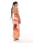 Фото #2 товара ASOS DESIGN strappy halter maxi dress with cowl back detail in orange floral print