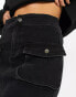 Фото #8 товара Urban Revivo mini denim cargo skirt in black