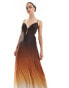 Bardot slip dress in brown ombre Braun mit Schatteneffekt, 42 - фото #2