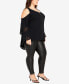 ფოტო #7 პროდუქტის Plus Size Hi Lo Cold Shoulder Long Sleeve Top