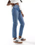 Фото #1 товара Hollister high rise mom jean in bright blue with abrasion