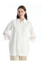 Фото #2 товара Classic Gömlek Yaka Kendinden Desenli Kadın Bluz