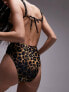 Topshop mix and match high waist high leg bikini bottoms in leopard print