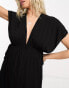 Фото #3 товара ASOS DESIGN Maternity flutter sleeve maxi beach dress with channelled tie waist in black