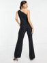 Vesper Petite one slash shoulder jumpsuit in black