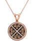 Chocolate Diamond (1-1/10 ct. t.w.) & Vanilla Diamond (1/3 ct. t.w.) Halo Cluster 18" Pendant Necklace in 14k Rose Gold