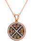 ფოტო #1 პროდუქტის Chocolate Diamond (1-1/10 ct. t.w.) & Vanilla Diamond (1/3 ct. t.w.) Halo Cluster 18" Pendant Necklace in 14k Rose Gold