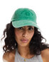 ASOS DESIGN washed slogan cap in green