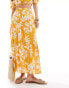 New Look co-ord pattern midi skirt in yellow