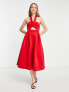 Фото #4 товара Вечернее платье ASOS DESIGN Midi-Ballkleid в красном цвете с деталями, бретелями на шее и декоративными вырезами