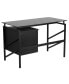 Two Drawer Pedestal Desk With Tempered Glass Top And Metal Frame