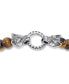 ფოტო #3 პროდუქტის Men's Tiger's Eye Bead Wolf Head Stretch Bracelet in Stainless Steel (Also in Onyx & White Agate)