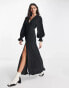 Фото #1 товара ASOS DESIGN plunge batwing maxi dress in black