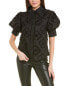 Фото #1 товара Gracia Wing Collar Circle Embroidered Top Women's Black S