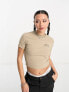 Фото #7 товара Dickies aitkin left chest varsity logo crop baby t-shirt in beige exclusive to asos