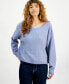 Juniors' Ribbed-Crewneck Long-Sleeve Sweater rustic blue, XS - фото #1