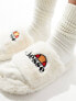 ellesse Filippo faux fur slider slippers in off white