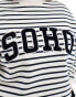 4th & Reckless Plus exclusive boucle Soho logo sweatshirt in cream and navy stripe Полоса, XL - EU 40 - фото #3