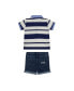 ფოტო #2 პროდუქტის Baby Boy Short Sleeve Polo and Denim Short Set