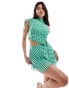 Фото #1 товара ASOS DESIGN co-ord high neck ruched top with ties in green gingham