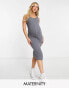 Фото #1 товара River Island Maternity popper front midi dress in grey