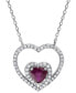 ფოტო #1 პროდუქტის Ruby (5/8 ct. t.w.) & Diamond (1/4 ct. t.w.) Heart 16" Pendant Necklace in 14k White Gold