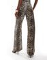 Kaiia denim wide leg jeans co-ord in leopard