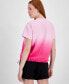 ფოტო #5 პროდუქტის Women's Ombré Drawcord-Hem T-Shirt, Created for Macy's