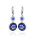 ფოტო #1 პროდუქტის Clear Glass Stone Circle Flower Drop Earrings