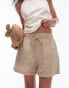 Topshop washed cheesecloth mini short in camel