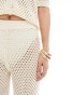 Sixth June co-ord crochet trousers in beige