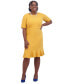 Фото #1 товара Women's Round-Neck Short-Sleeve Ruffle-Hem Dress