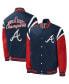 Фото #2 товара Men's Navy Atlanta Braves Title Holder Full-Snap Varsity Jacket