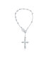 ფოტო #1 პროდუქტის Religious Jesus Crucifix Infinity Cross Virgin Mary Rosary Prayer Beads .925 Sterling Silver Bracelet For Women Communion 3MM Bead 6.5 Inch