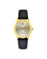Women's Wafer Slim Designer Status Watch Champ Dial with Black Leather Strap