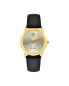 ფოტო #1 პროდუქტის Women's Wafer Slim Designer Status Watch Champ Dial with Black Leather Strap