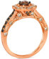 ფოტო #3 პროდუქტის Chocolate Diamond & Nude Diamond Flower Halo Ring (1 ct. t.w.) in 14k Rose Gold