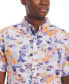 Men's Short Sleeve Print Linen Cotton Shirt