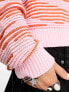 Фото #7 товара ONLY textured jumper in pink and orange print