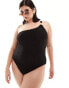 Фото #1 товара Southbeach curve textured one shoulder swimsuit with hardwear detail