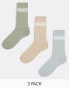 Фото #1 товара ASOS DESIGN 3 pack crew slouch ankle socks with stripes in neutrals