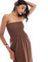 Фото #4 товара Threadbare jersey bandeau maxi dress in chocolate brown