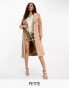 Фото #2 товара Forever New Petite formal wrap coat with tie belt in camel