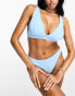 Peek & Beau Fuller Bust Exclusive mix & match scallop plunge long line bikini top in pastel blue BLAU, 70G - фото #2