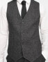 Фото #3 товара ASOS DESIGN skinny wool mix suit waistcoat in charcoal herringbone