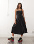 COLLUSION midi pinny dress with pleated hem and hardware detail in black Черный, 32 - фото #1