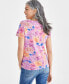 Women's Printed Short Sleeve Scoop-Neck Top, Created for Macy's