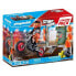 PLAYMOBIL Starter Pack Stuntshow Moto With Fire Wall